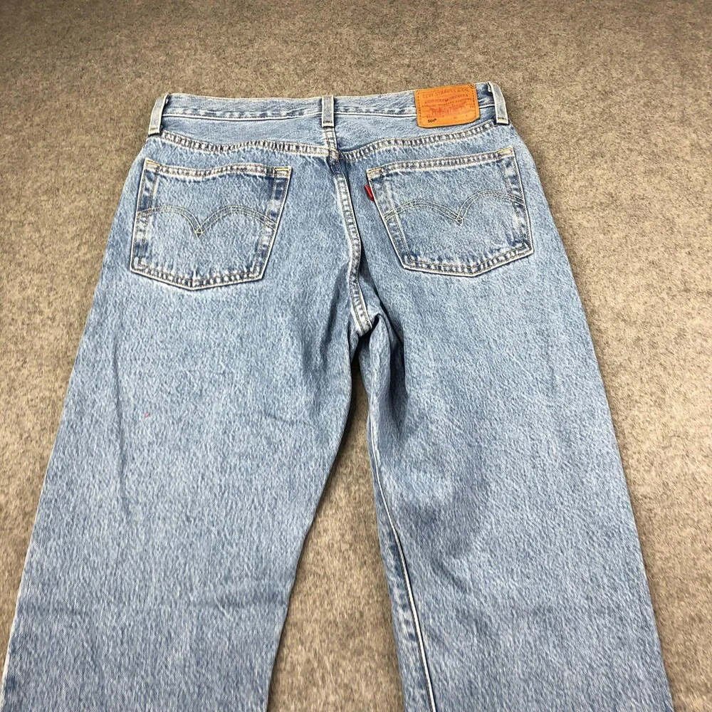 Levis 501 Jeans Mens 28x32 Blue Light Wash Regular Straight Denim Pants Casual